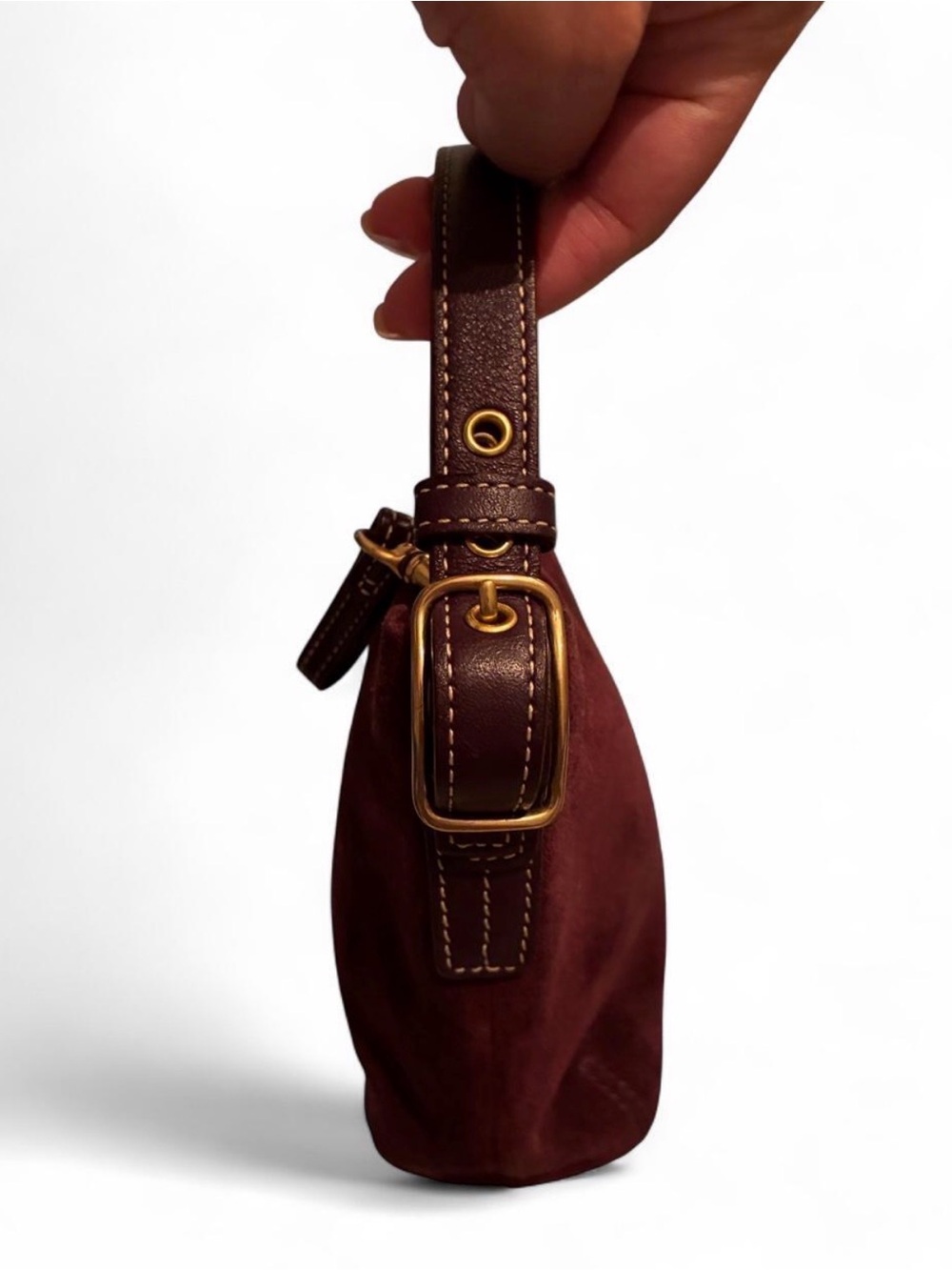 VINTAGE Coach Suede Mini bag in Rich Plum with Gold Hardware - Mint Condition - Picture 4 of 10
